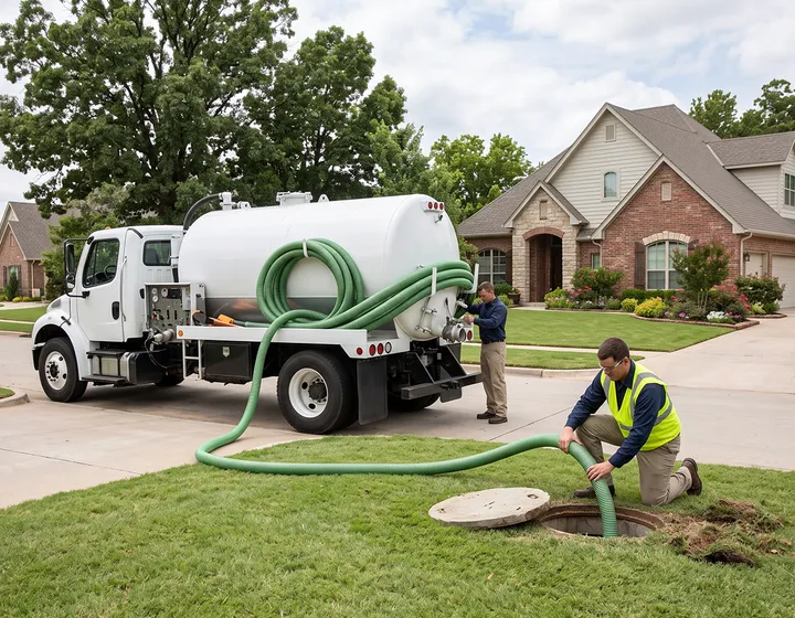 Septic service truck on a job in the Knoxville area